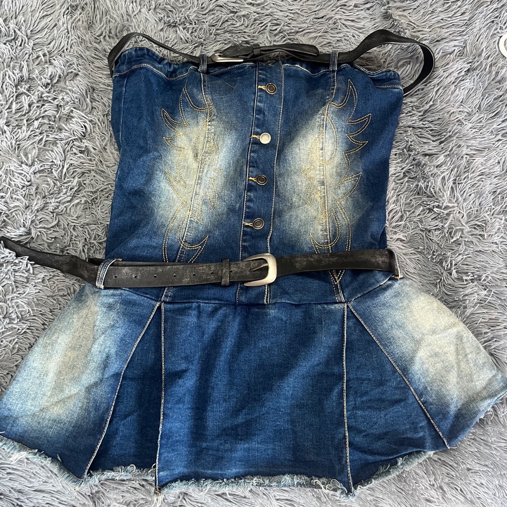 Fashion Nova Blue Denim Mini Dress